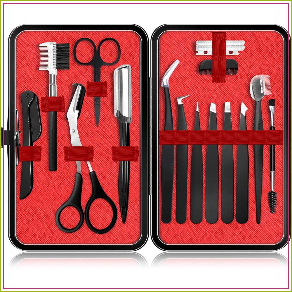 Mens Grooming Travel Kit - 17 in 1 Eyebrow Kit for