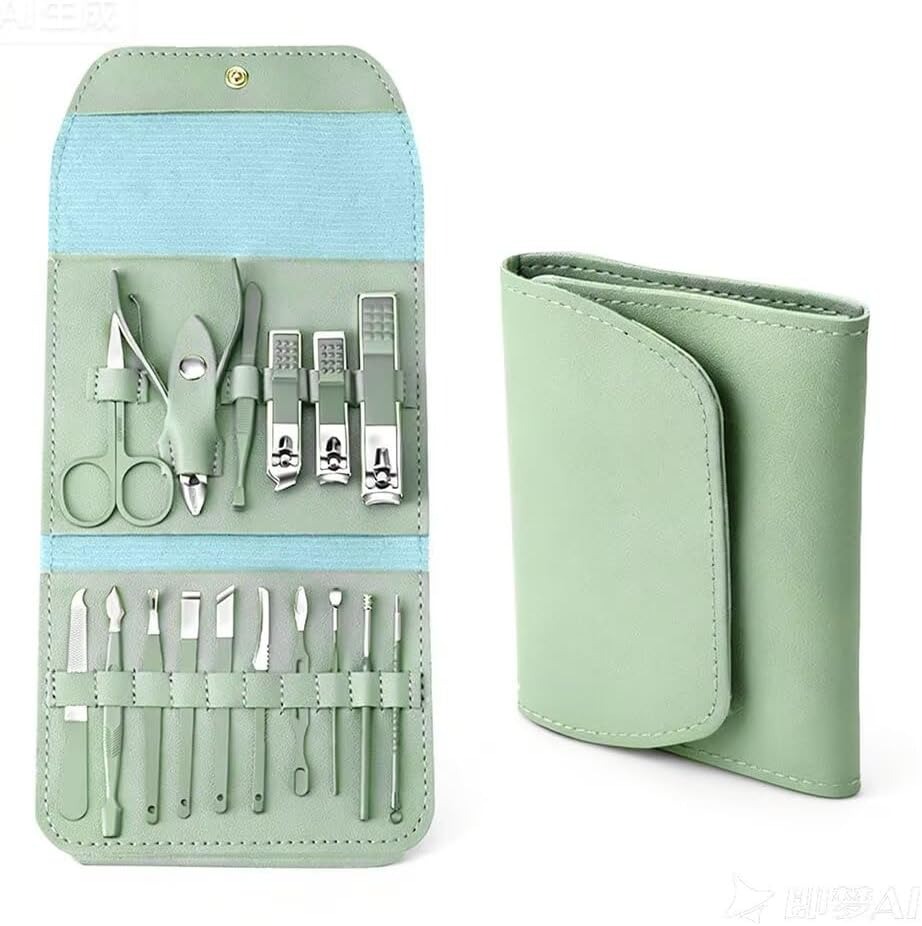 Mens Grooming Travel Kit - Premium 16-in-1 Upgraded Mint Manicure Pedicure