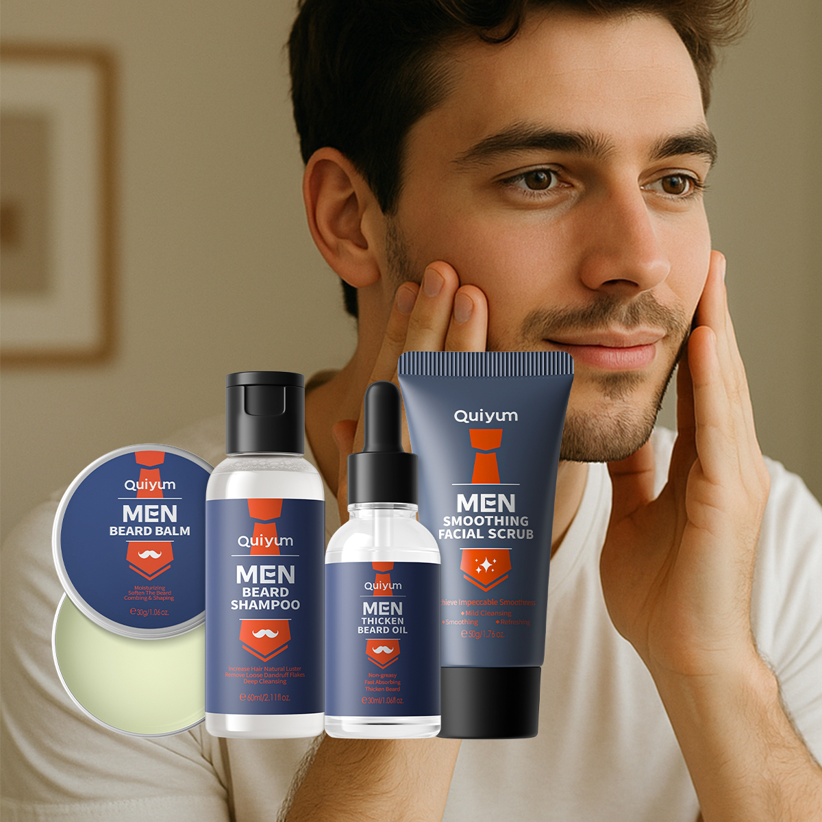 QUIYUM 4Pcs Men Beard & Facial – Beard Oil Growth recenzja i cena