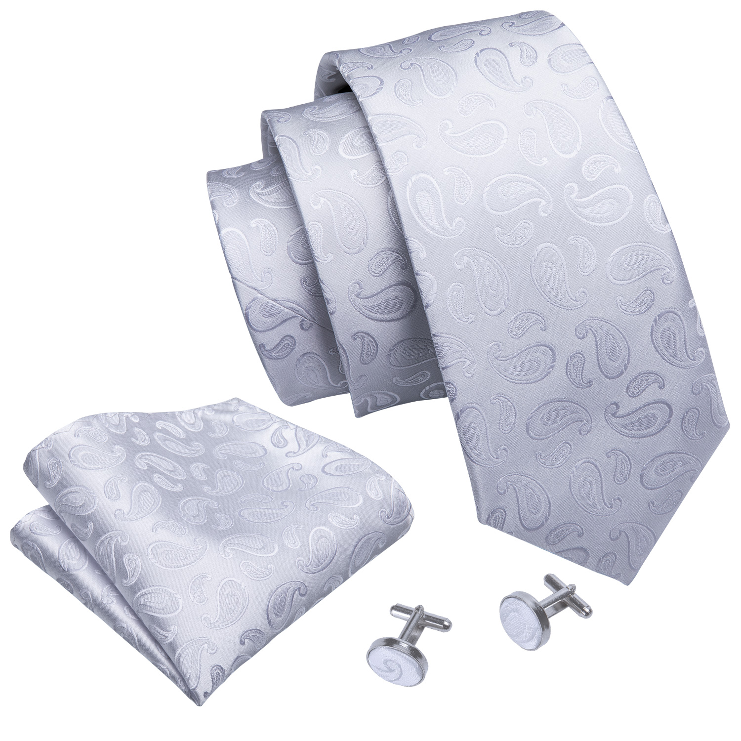 Fashion White Mens Wedding Tie – Mens Grooming Kit Gift recenzja i cena