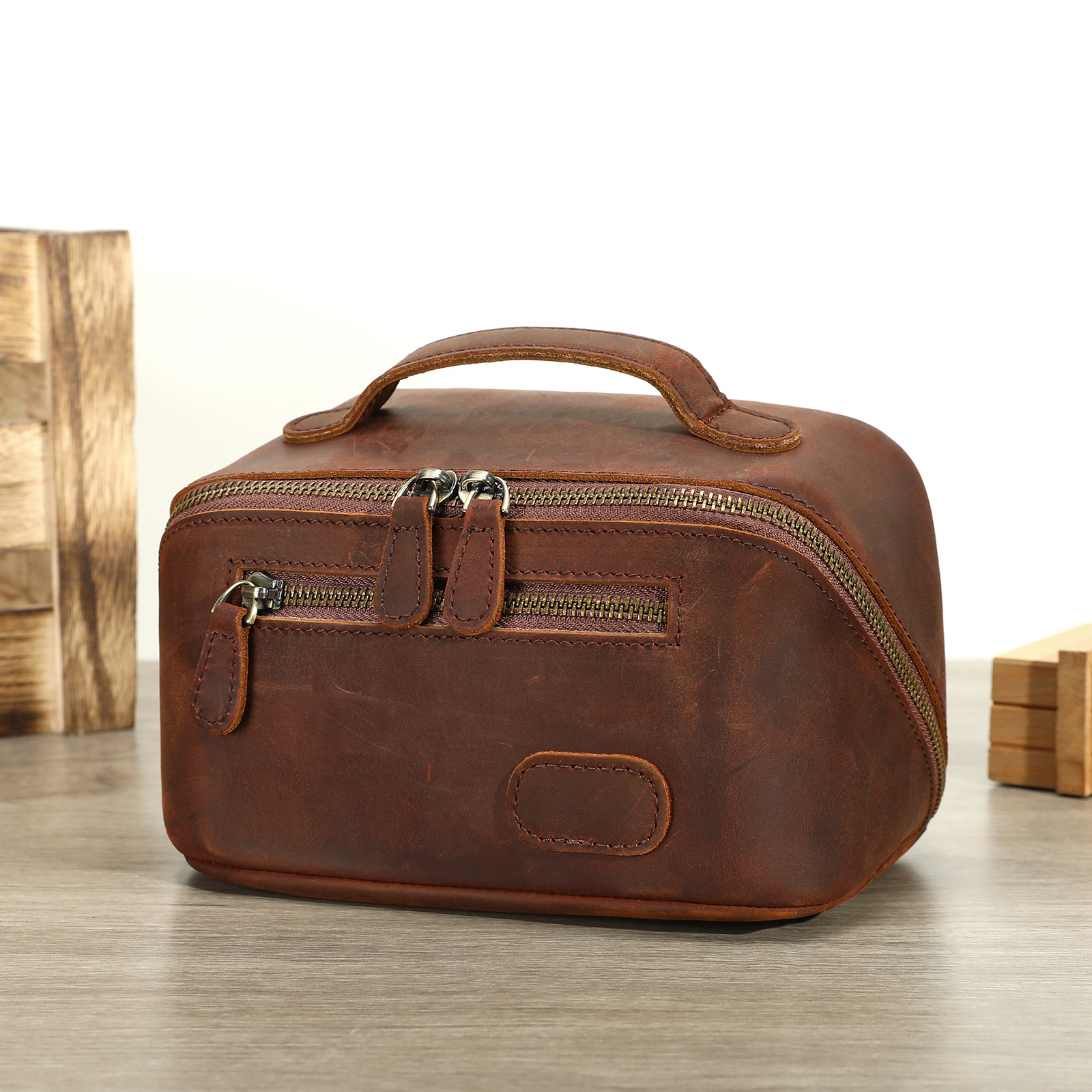 Vintage Crazy Horse Leather To – Mens Grooming Travel Kit recenzja i cena