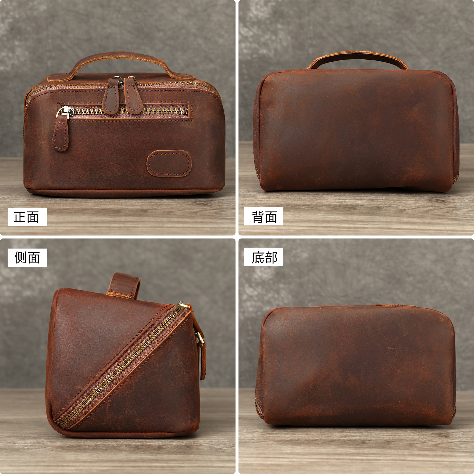Vintage Crazy Horse Leather To – Mens Grooming Travel Kit recenzja i cena
